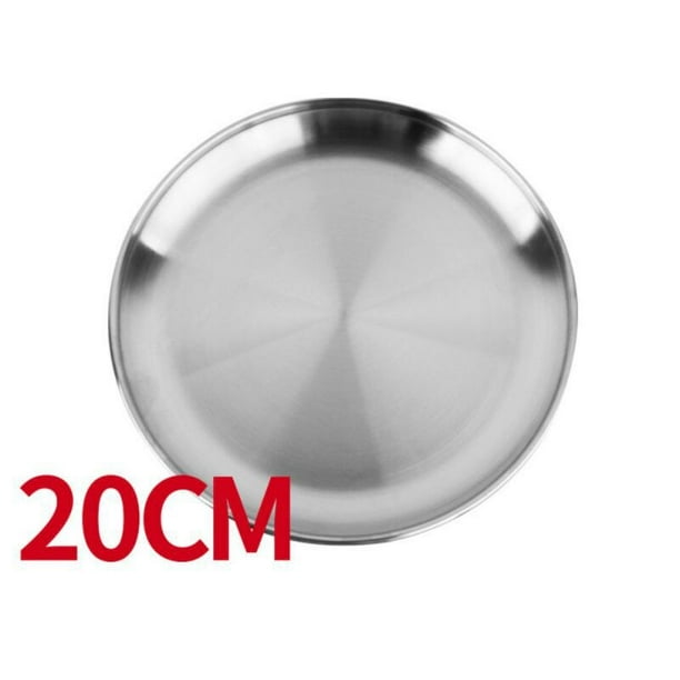 Camping Stainless Steel Tableware Dinner Plate Food Container Holder Dish Round Tray Mess Plate