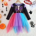 thumbnail image 2 of MUXiin Toddler Halloween Costume 4-5 Years,Girls Halloween Party Dress Long Sleeve Bone Print Tutu Skirt Fashion Outfit For Toddler Kids Spring Autumn, 2 of 9