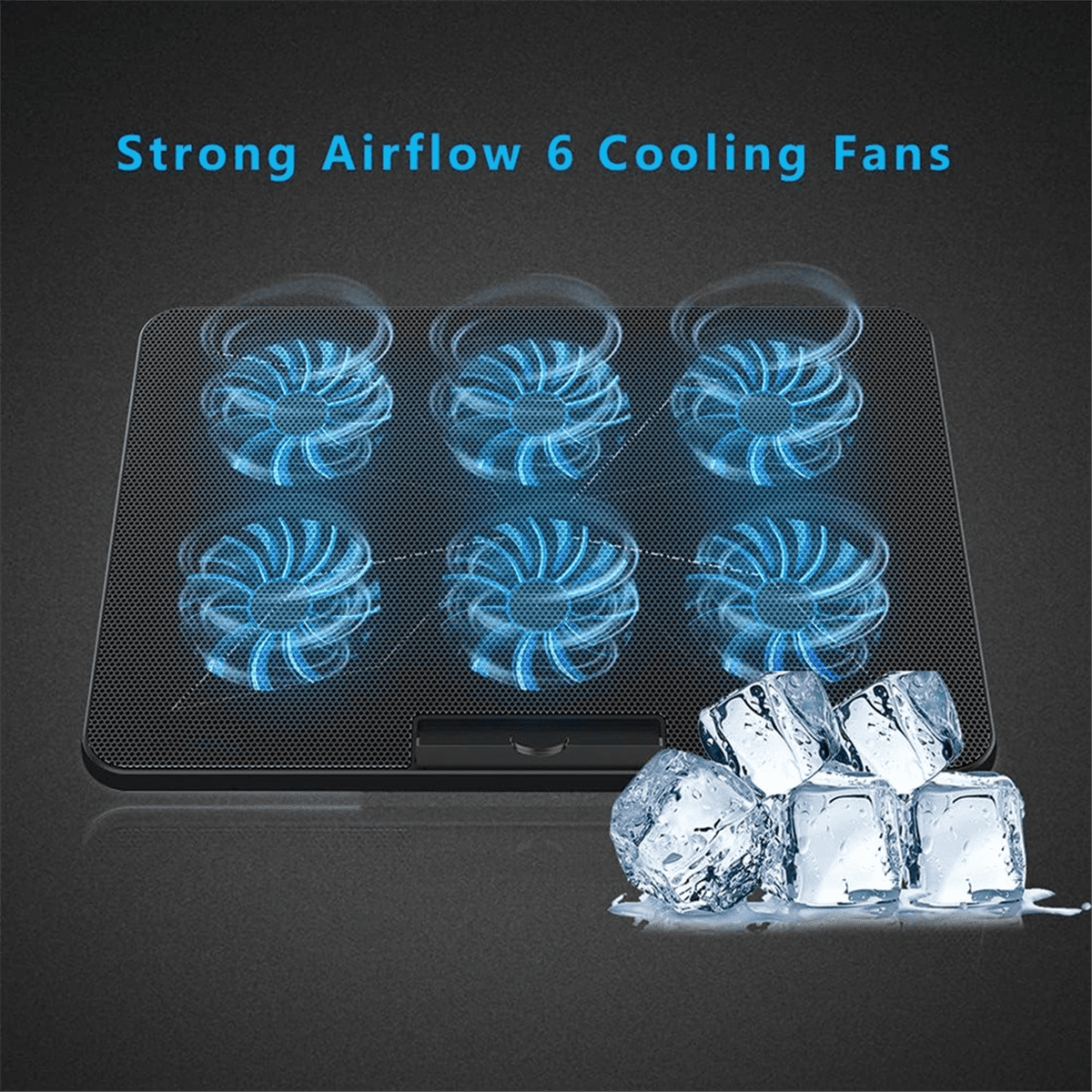 Laptop Cooling Pad Laptop Cooler with 6 Quiet Fans 7 Height & Wind Speed Adjustable 2 USB Port & Phone Holder