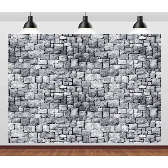 Fabric Grey Stone Brick Wall Backdrop 7x5 Ft Medieval Castle Theme Party Decor Photo Booth Props