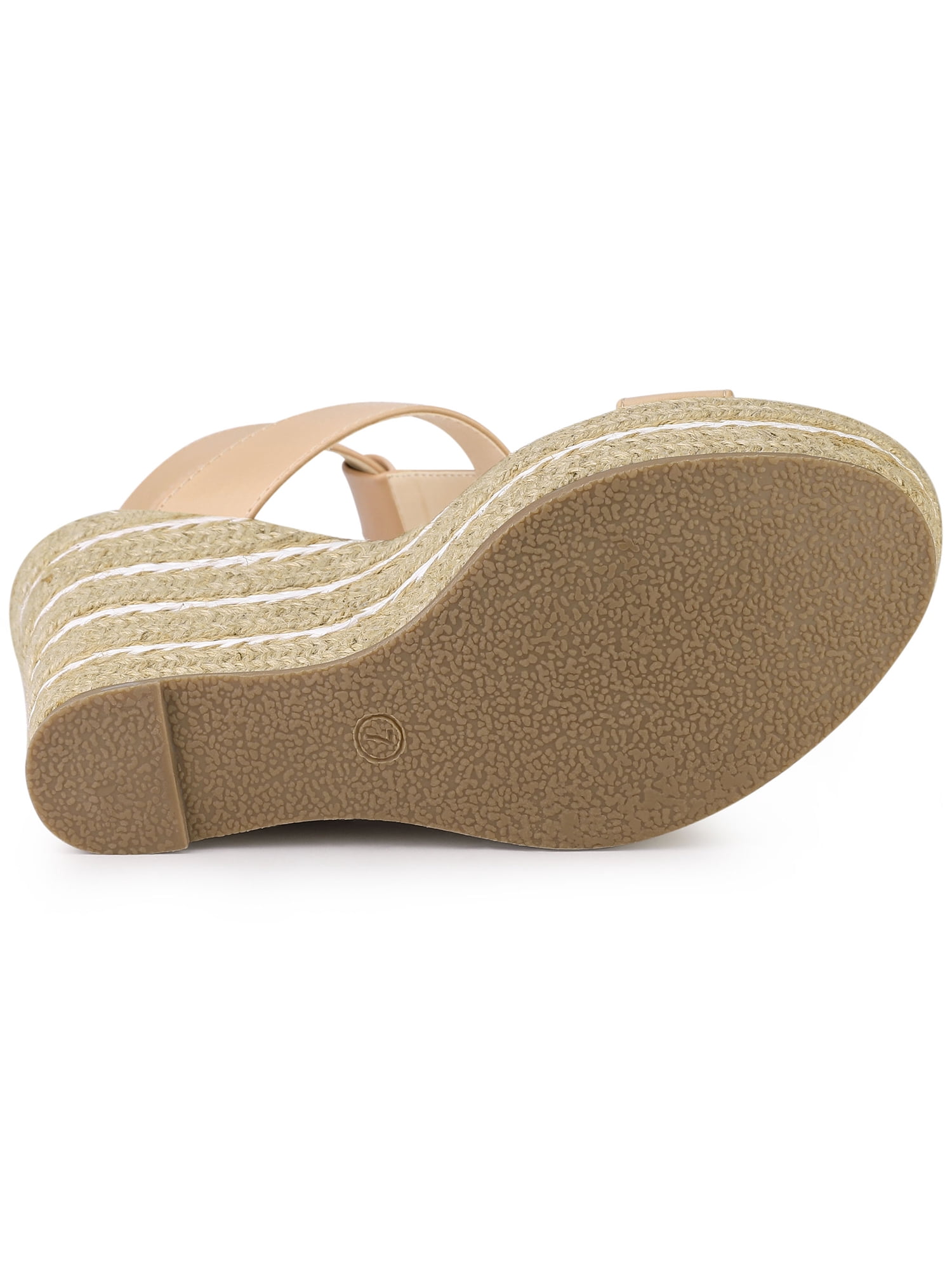 Unique Bargains Women's Strappy Espadrille Wedges Platform Sandals for Fashion Nude 9