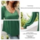 thumbnail image 5 of Casual Puff manga larga túnica Top cuello en V plisado blusa acampanada camisetas para otoño invierno niñas mujeres verde oscuro L, 5 of 6