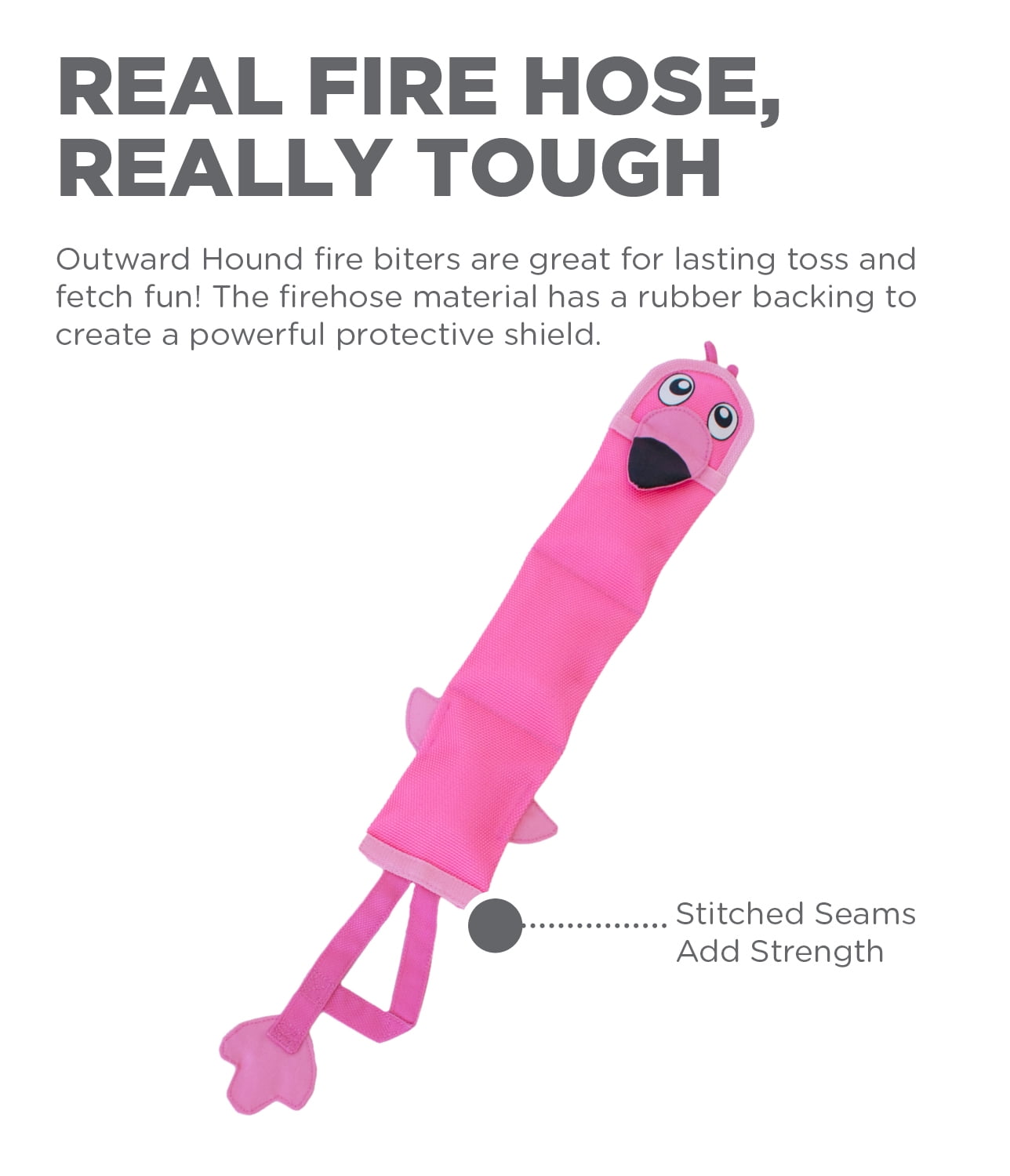 Outward Hound Fire Biterz Flamingo Plush Interactive Dog Toy, Pink, Large