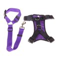 thumbnail image 2 of Flmtop Chien de Compagnie Chiot Réglable Doux en Mesh Harnais Gilet Poitrine Sangle Laisse Corde de Traction Violet, 2 of 9