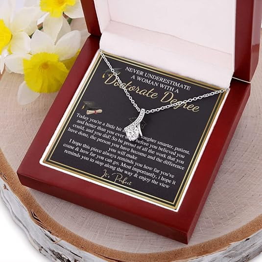 Personalized Necklace, Doctorate Graduation Gift, for Her, PHD Graduation Gift, Doctorate Degree Graduation Gift for women, Alluring Beauty Necklace With Message Card