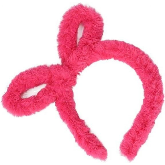 Motique Accessories Fuzzy Headband with Side Bunny Ears-Hot Pink