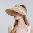 thumbnail image 2 of Fesfesfes Sun Visor Hats Women Large Brim Lace Band Summer UV Protection Beach Cap Outdoor Vacation Sun Visors, 2 of 4