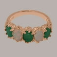 thumbnail image 6 of LBG British Made 18k Rose Gold Natural Emerald & Opal Womens Eternity Ring - 33 size options - Size 11.75, 6 of 8