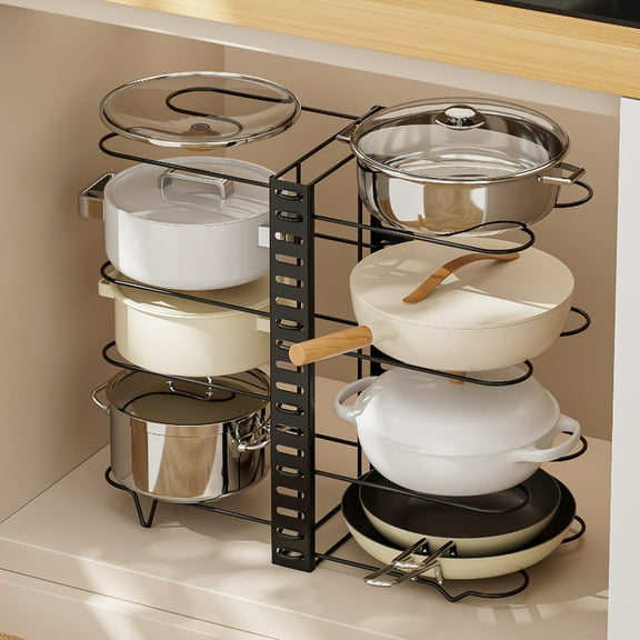 Metal Tool Free Installation Adjustable 8-Tier Pot Rack