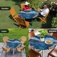 thumbnail image 4 of Blue Marble Round Tablecloth for 45-54 Inch Tables,Fitted Table Cover with Elastic Edge,Contemporary Abstract Golden Foil Texture Waterproof Outdoor Table Cloth Protector for Patio Garden Dinner, 4 of 9
