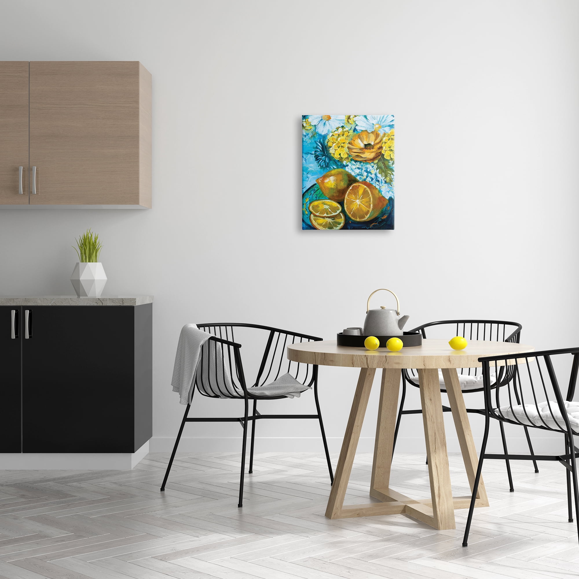Stupell Industries Lemons & Flowers Painting Food & Beverage Painting Gallery Wrapped Canvas Print Wall Art, 16 x 20