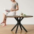 thumbnail image 3 of Soohow 47.2" Round Dining Kitchen Table for 4-6 People, Wood Tabletop with Metal Pedestal Base, 3 of 9