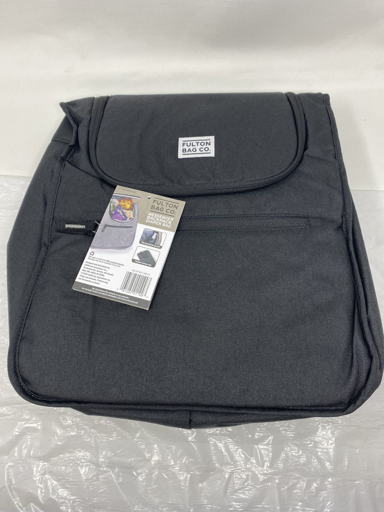 Fulton Bag Co. Expandable Messenger Backpack Diaper Bag - Black