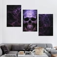 thumbnail image 4 of Nawypu Purple Skull Canvas Wall Art Unique Pictures Wall Painting for Living Room Bedroom Decorations Modern Canvas Print Artwork Framed for Home Office Decor Ready to Hang 12''x16''X3 Panels, 4 of 4