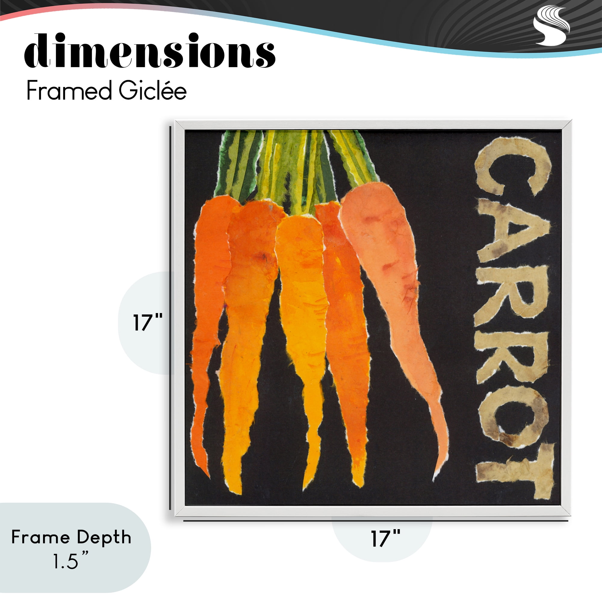 Stupell Industries Carrot Root Vegetable White Framed Giclee Art, design by Nancy Overton