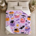 thumbnail image 4 of Whimsical autumn celebration Cats Ghosts Bats Pastel Purple Pattern, Warm Flannel Blanket for Living Room and Bedroom, Playful Pet Portrait Pattern, Cat Lovers autumn celebration Gift, 4 of 7