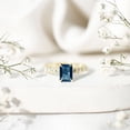 thumbnail image 4 of London Blue Topaz Solitaire Ring with Diamond Side Stones for Women -2.2 Carat, 10K Yellow Gold, US 7.50, 4 of 9