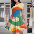 thumbnail image 2 of Abstract Colorful Swirling Artwork Design Women's Classic Swing Skater Dress Casual Work Party Cocktail Dresses, 2 of 6