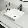thumbnail image 4 of Sinber 16" x 16" x 4.92" White Square Ceramic Countertop Bathroom Vanity Vessel Sink BVS1616A-OK, 4 of 11