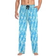thumbnail image 4 of Sky Blue Swirl Men's Lightweight Pajama Bottoms Stretch Elastic Waist Side Pockets Spring Fall, 4 of 7
