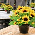 thumbnail image 4 of 8 Pack Artificial Sunflowers Bouquets with Stems for Wedding Bridal Shower Table Birthday Indoor Outdoor, Fake Faux Sunflowers Bulk with 4 Big Sunflowers Heads 9 Small Sunflowers Heads, 4 of 5