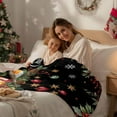thumbnail image 4 of Christmas Bird Flannel Blanket for Bed,Travel and Camping, Poinsettia Floral Holly Fruit Xmas Ball Black Super Soft Cozy Blanket for All Seasons 32"x48", 4 of 9
