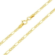 Nuragold 10k Real Yellow Gold Figaro Link 2mm Chain Necklace (16"-26") Dainty Italian Jewelry for Men & Women