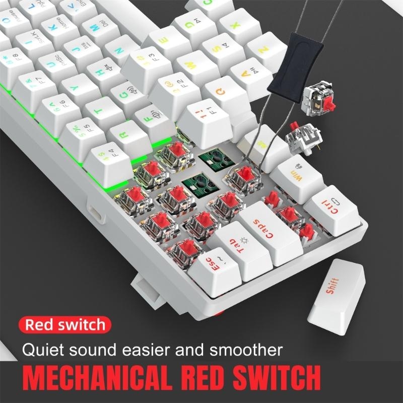 V900 Mechanical Gaming Keyboard 61 Keys Compact Design With RGB Backlight And Hot Swappable Red Switches Small Keypad