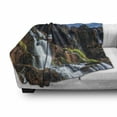 thumbnail image 3 of Rainforest Soft Flannel Fleece Throw Blanket, Pongour Waterfall Exotic Natural Beauty Landscape Mountain Rocks Print, Cozy Plush for Indoor and Outdoor Use, 50" x 60", White Blue, by Ambesonne, 3 of 6