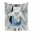 thumbnail image 1 of Outer Space Soft Flannel Fleece Throw Blanket, Astronaut Inside Spaceship Cosmic Journey Celestial World Universe Theme, Cozy Plush for Indoor and Outdoor Use, 50" x 60", White and Blue, by Ambesonne, 1 of 6