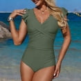 thumbnail image 5 of Awdenio Womens Swimsuits Ruffle Sleeve V Neck Bathing Suit Tummy Control Cutout Monokini Slimming Swimwear, 5 of 9