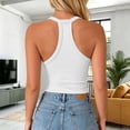 thumbnail image 4 of Womens Halter V Neck Crop Tank Tops with Built in Bra Sleeveless Spaghetti Strap Knit Camisole Casual Y2K Streetwear Top Outfits, 4 of 5