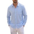 thumbnail image 4 of INSPIRE CHIC Men's Gingham Shirt Long Sleeve Checkered Regular Fit Button Down Casual Top XL Blue, 4 of 5