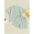 thumbnail image 4 of Gupgi Boys Summer Cotton Outfits Kids Solid Color Buttons Short Sleeve Tops Elastic Waist Shorts, 2Pcs Set, 4 of 6