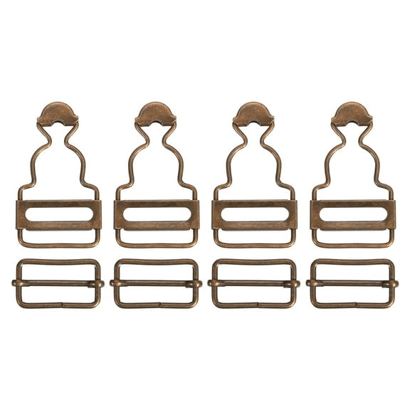Overall Buckles 4 Sets Retro Suspender Replacement Buckles 25mm, Copper Tone