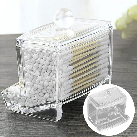 Cotton Swab Ball Qtip Holder, Acrylic Storage Dispenser for Q Tips Makeup Pads, Cosmetics Makeup Storage Holder Box Organizer Container with Lid, Cosmetic Organizers