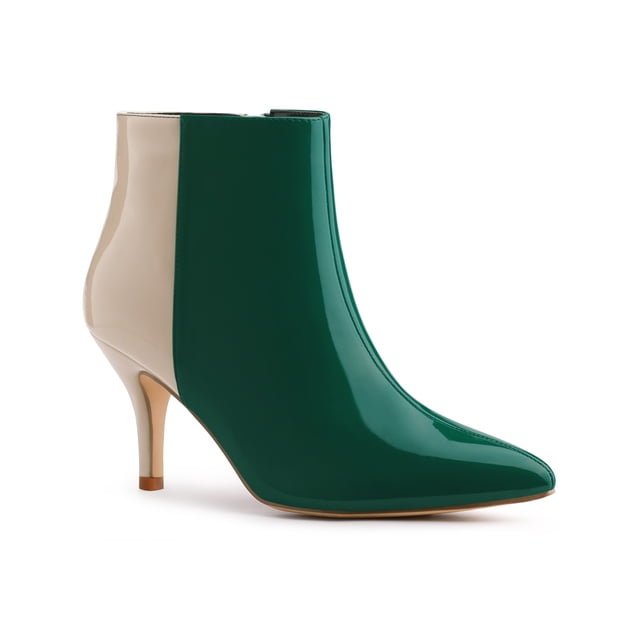 Unique Bargains Bottines à Talons Aiguilles Imprimé Léopard pour Femmes Vert Beige (Taille 7)
