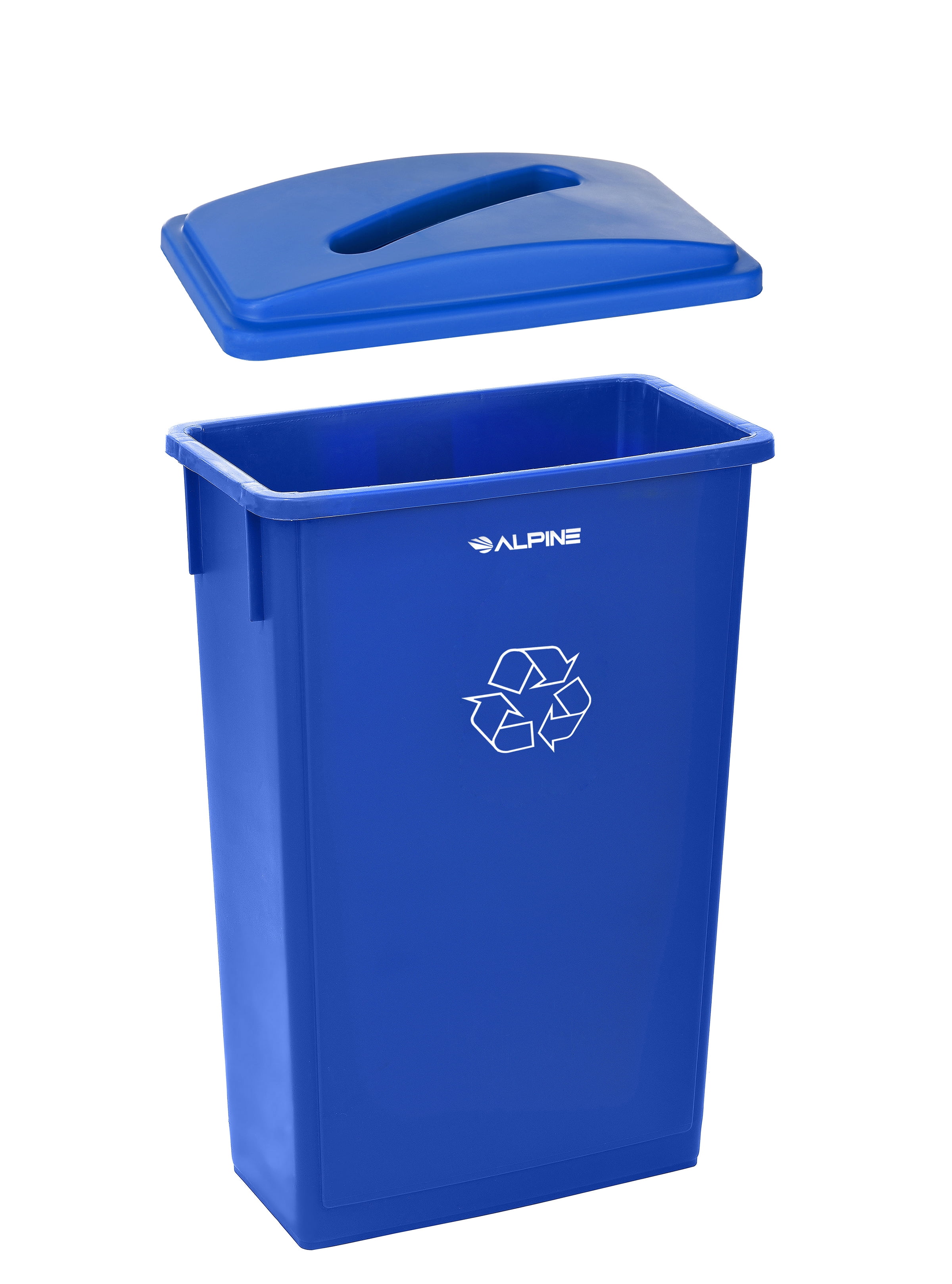 Alpine Industries Blue Trash Can Recycle Bin and Paper Slotted