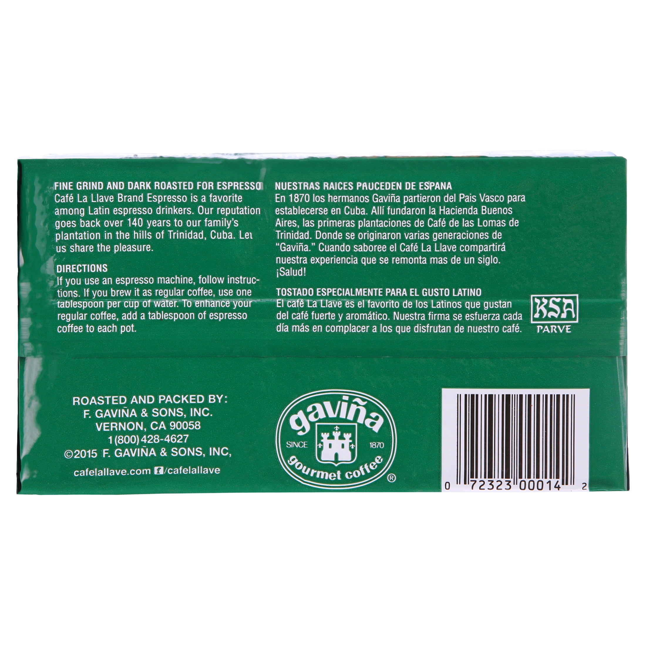 (4 Pack) Cafe La Llave Espresso Dark Roast Ground Coffee, 10 Oz
