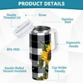 thumbnail image 4 of 40 oz Tumbler with Handle and Straw Lid Sunflower with Black White Plaid Vacuum Insulated Cup Leak-Proof for Water Iced Tea Coffee, 4 of 9