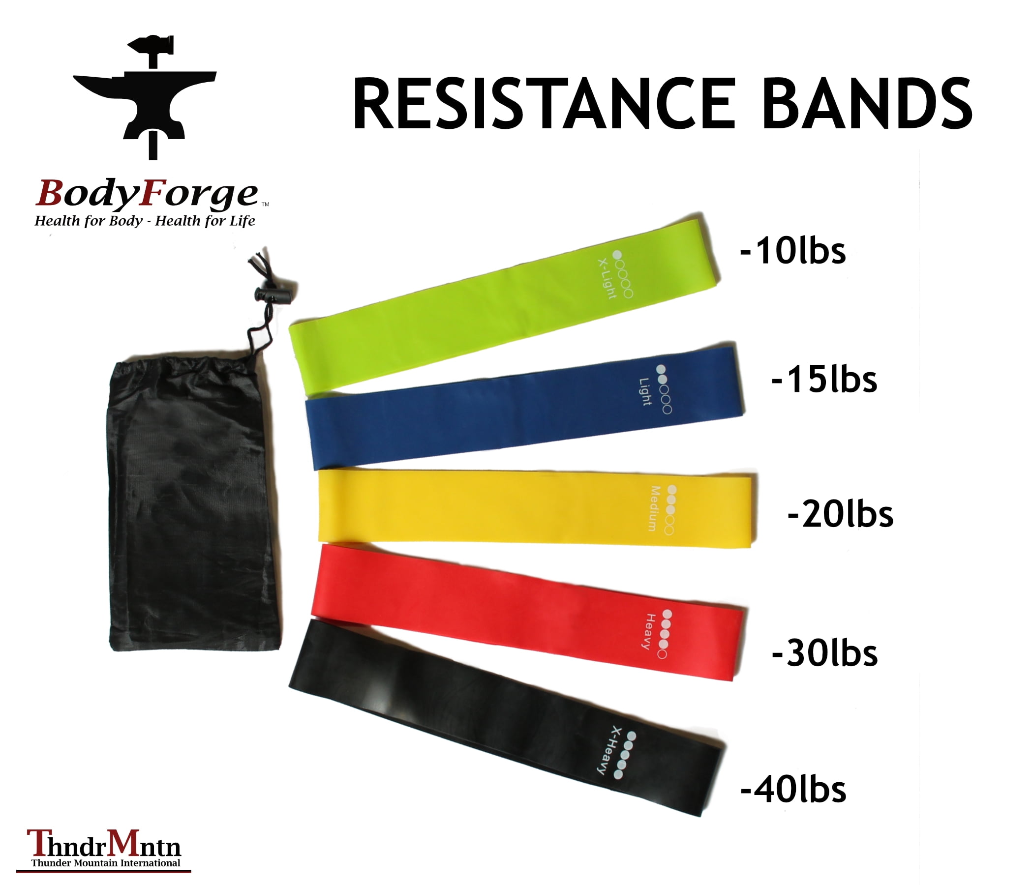 $averPak BodyForge Resistance Loop Exercise Bands with Instruction Guide and Carry Bag for Men & Women (2 Pack)