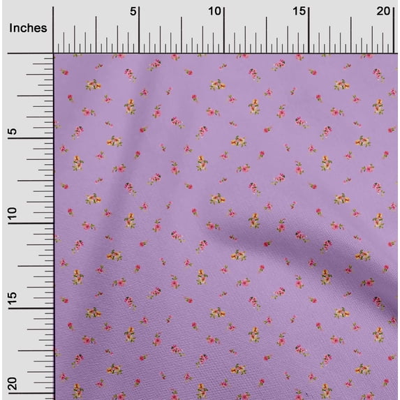 oneOone Polyester Lycra Fabric Leaves & Flower Floral Print Fabric by The Yard 56 Inch Wide