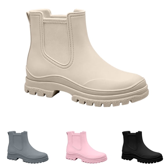 Crunowin Women's Ankle Rain Boots, Waterproof Everyday Versatile Lightweight Casual Outdoor Shoes Pink 6.5