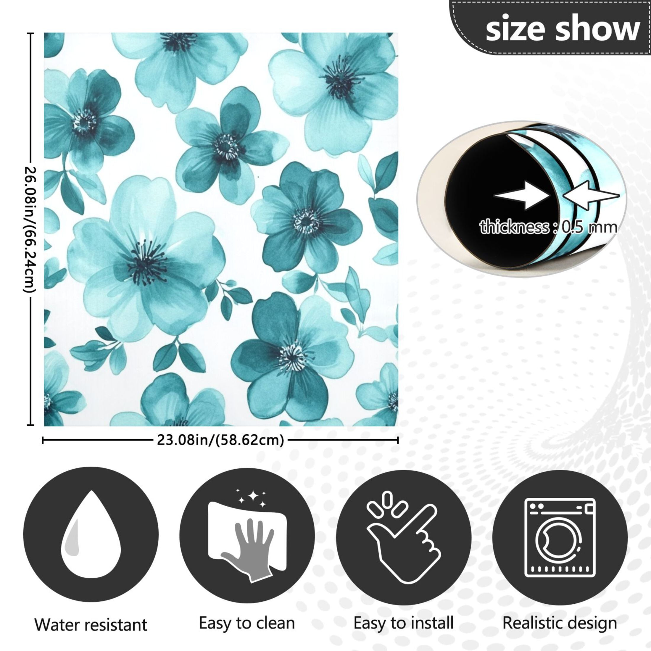 Dishwasher Magnetic Sticker 23x26 Inch Refrigerator Magnetic Sticker Washing Machine Magnetic Sticker Kitchen Panel Magnetic Sticker Home Decor Cartoon Navy Flowers Seamless