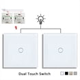 thumbnail image 3 of Interruptor Táctil Doble UE de 1 Vía y 2 Vías, Panel de Vidrio Templado, Interruptor de Escalera, Interruptores con Sensor para Dormitorio, Sin Necesidad de Wifi, ., 3 of 5