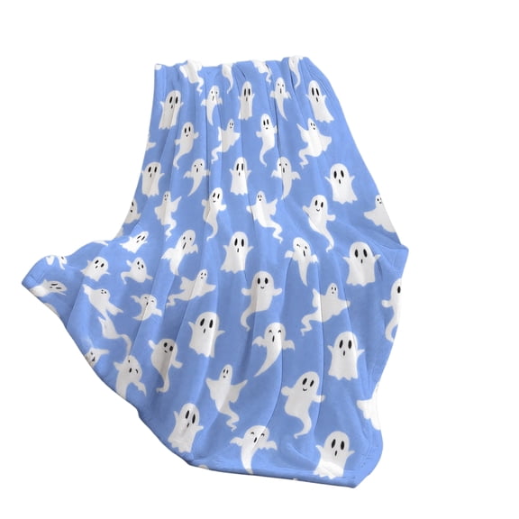 Halloween Throw Blanket, 52 X 40 Inch Soft Flannel Fleece Blanket with Cute Halloween Ghost Print, Cozy Lightweight Fall Throw Blanket for Couch Bed and Kids, 1 Pack