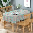 thumbnail image 2 of Pink Oval Tablecloth, Floral Oval Tablecloth, Pink Flowers Print Table Cloth, Spring Summer Waterproof Wrinkle Free Tablecloth for Oval Tables 60 X 120 Inch, 2 of 5