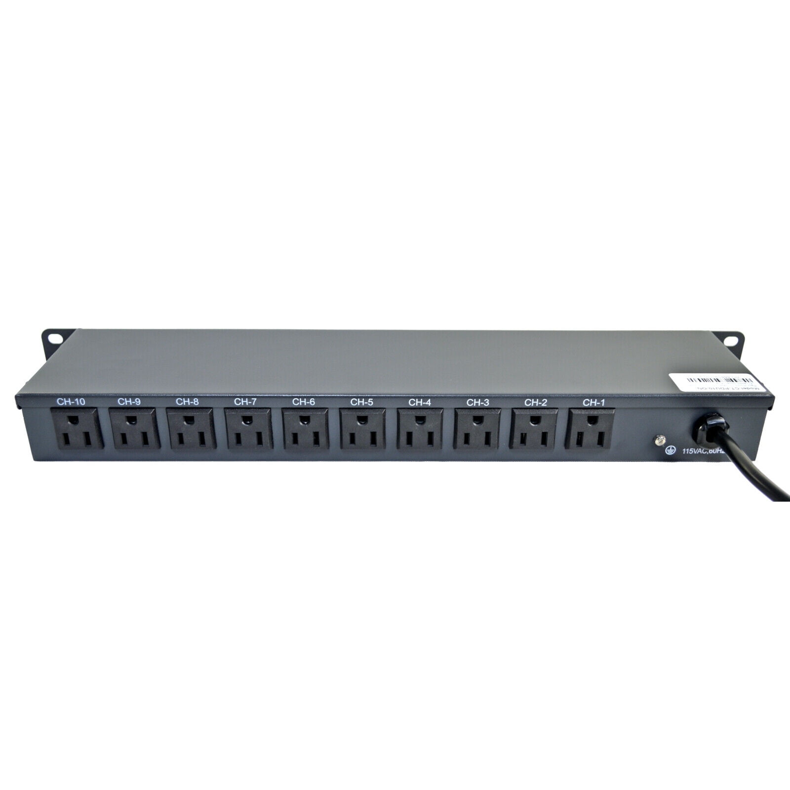 10 Outlet 15 Amps 125V Power Strip 19" 1U Rack Mount PDU Surge Protector and Switch Control