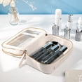 thumbnail image 3 of Transparent Women's Toiletry Bag Business Travel Waterproof Storage Large Capacity Handheld PU Double Layer Cosmetic Bag, 3 of 6