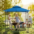 thumbnail image 3 of COBANA Grill Gazebo 8’ by 5’ Outdoor Patio Backyard BBQ Grill Shelter Double Tiered Soft Canopy Top with Steel Frame and Bar Counters, Blue, 3 of 7